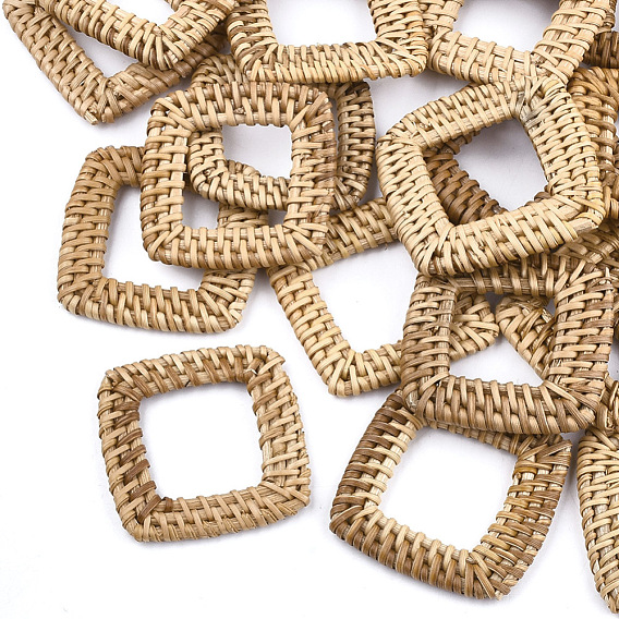 Плетеные кольца из тростника / ротанга ручной работы, для изготовления соломенных сережек и ожерелий, квадратный