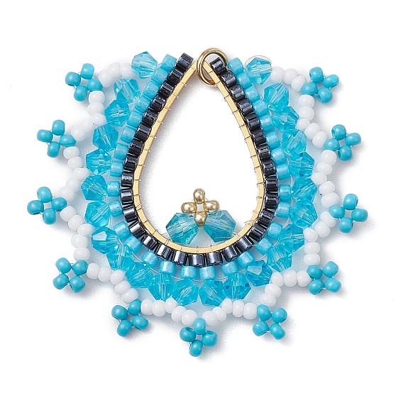 Стеклянные бусы большие подвески, с 304 кольцами из нержавеющей стали, очарование слезы