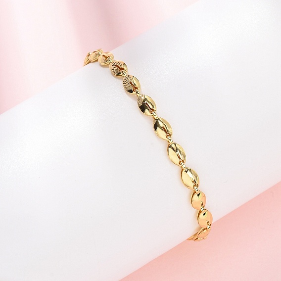 Браслеты из латунной цепочки для женщин, кофейный боб, долговечный, стойки покрытие, без кадмия и без свинца