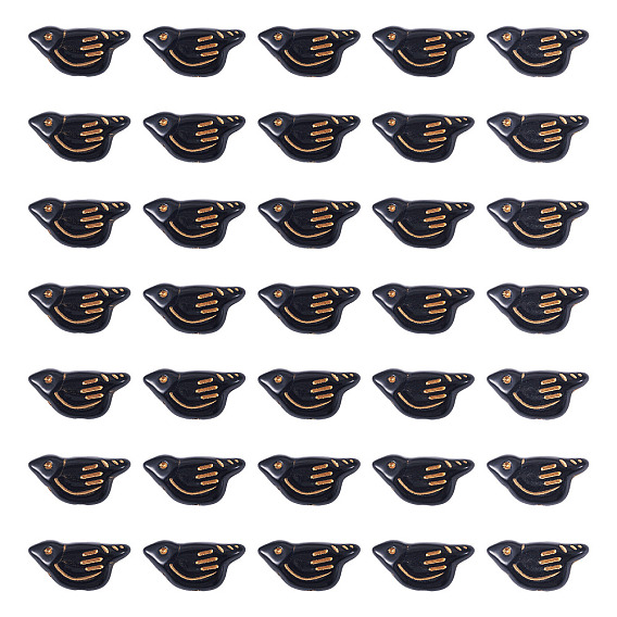 50 непрозрачные акриловые бусины, металла обвитые, птица