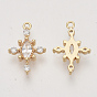 Brass Micro Pave Cubic Zirconia Charms, Real 18K Gold Plated, Flower, Nickel Free