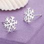 Real Platinum Plated Brass Snowflake Stud Earrings, 8x8mm
