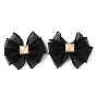 Polyester Tulle Bowknot Shoe Decorations, Detachable Shoe Buckle Clips, with Light Gold Plated Iron Findings