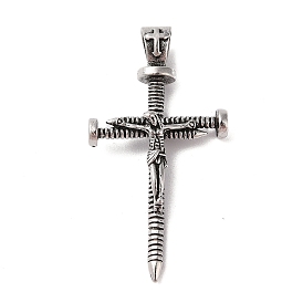 Tibetan Style Alloy Pendants, Cadmium Free & Lead Free, Cross with Jesus