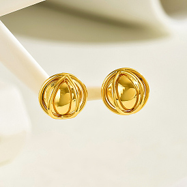 Vintage Beaded Brass Texture Women's Stud Earrings for Versatile Gifting Fashion