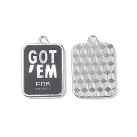 Acrylic Pendants, with Platinum Tone Alloy Findings, Lead Free & Cadmium Free, Rectangle