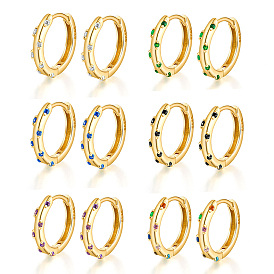 Élégantes boucles d'oreilles créoles en argent sterling, avec de la zircone cubique clair