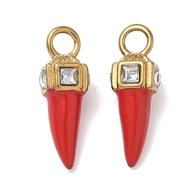 304 нержавеющей стальной эмали подвески, горячие прелести перец, со стразами, ионное покрытие (ip)