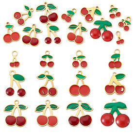 12 шт. 12 стили 304 эмалированные подвески из нержавеющей стали, ионное покрытие (ip), вишневое очарование, золотые