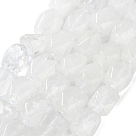 Natural Quartz Crystal Beads Strands, Rock Crystal Beads, with Seed Beads, Faceted, Rhombus