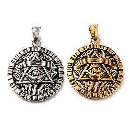 304 подвески из нержавеющей стали, плоский круг с подвеской-глазом провидения