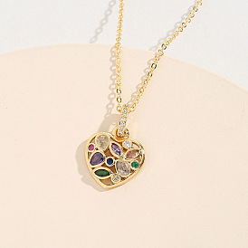Fashionable Heart-shaped Necklace with Micro-inlaid Zircon Pendant - Elegant and Charming