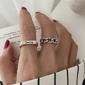 Fashionable Personalized Finger Ring for Women - Simple, Retro, Hollow Smile Ring.