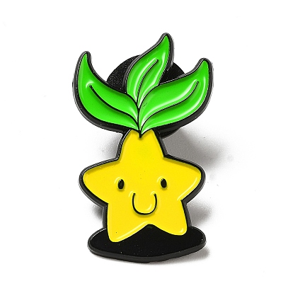 Gold Star Enamel Pin, Electrophoresis Black Plated Alloy Brooch for Backpack Clothes