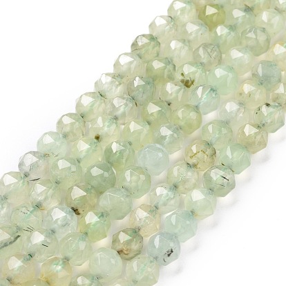 Perlas naturales prehnita hebras, cuentas redondas con corte de estrella, facetados