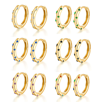 Élégantes boucles d'oreilles créoles en argent sterling, avec de la zircone cubique clair