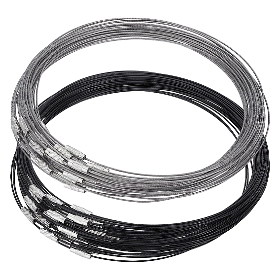 80 шт 2 цвета проволока из нержавеющей стали шнур для ожерелья своими руками изготовление ювелирных изделий, с латунной застежкой винт