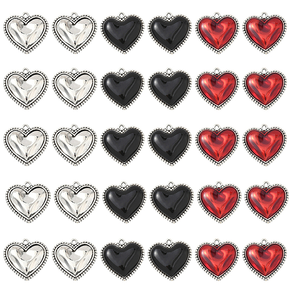 30 шт. 3 стили подвески из сплава в тибетском стиле и подвески из сплава с эмалью, сердце прелести