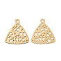 Brass Etched Metal Embellishments Charms, Long-Lasting Plated, Triangle with Hollow Out