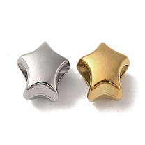 Ion Plating(IP) 304 Stainless Steel European Beads, Large Hole Beads, Star