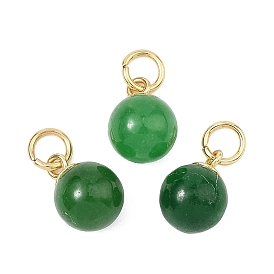Подвески из окрашенного натурального мьянманского нефрита, круглые подвески 304 с фурнитурой из нержавеющей стали, золотые