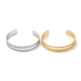 Ion Plating(IP) 304 Stainless Steel Bangles, Hollow Cuff Bangles for Women