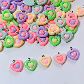 Непрозрачные подвески смолы, шарма сердца, с платиновыми железными петлями