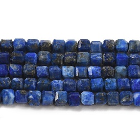 Natural Lapis Lazuli Beads Strands, Cube, Faceted, Grade A