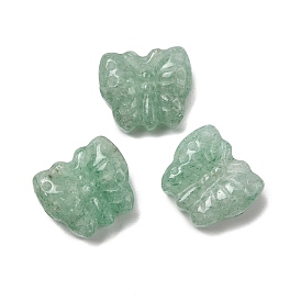 Резные бусины из натурального зеленого клубничного кварца, бабочка