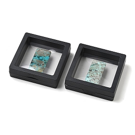 Cabochons crisocola naturales, espalda plana, con vitrina de película delgada flotante, Rectángulo