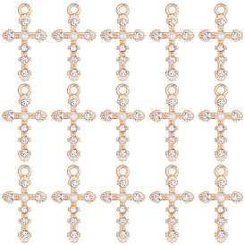 30подвески со стразами из сплава, с пластиковой имитацией жемчуга бусинами, крест прелести