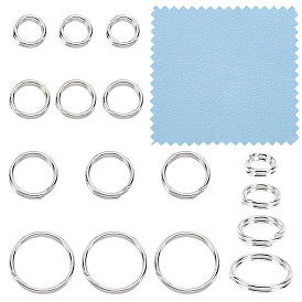 16 шт. 4 стили 925 разъемные кольца из стерлингового серебра, кольца прыжок двойной петли, круглые кольца, 1 с тканью для полировки ПК