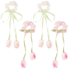 4шт. 2 цвета тюльпан полиэстер эластичные аксессуары для волос, для девочек или женщин, резинка для волос / резинки для волос