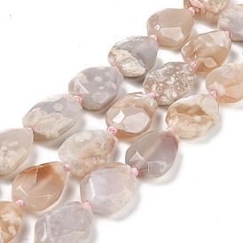 Natural Cherry Blossom Agate Beads Strands, Teardrop
