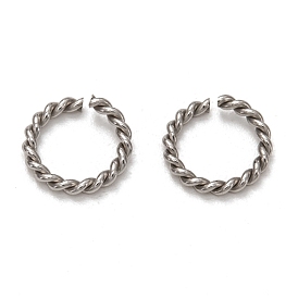 304 Stainless Steel Twisted Jump Rings, Open Jump Rings