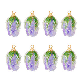 10 шт прозрачные акриловые подвески, , с золотыми тонами латунных петель