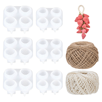 6шт. 2 варианты силиконовых форм для клубники своими руками, формы для литья смолы, для уф-смолы, изготовление свечей из эпоксидной смолы, с 2 рулоном 2 цветов джутового шнура