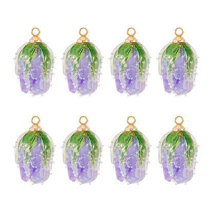 10 шт прозрачные акриловые подвески, , с золотыми тонами латунных петель