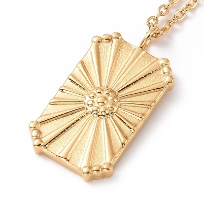 Ion Plating(IP) 304 Stainless Steel Rectangle with Sun Pendant Necklace for Women