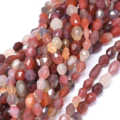 Natural Carnelian Agate Beads Strands, Oval, Faceted