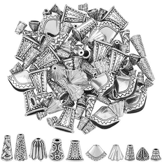 100шт 10 стили сплав бусина конус