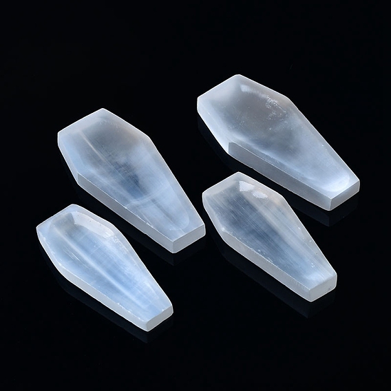 Halloween Coffin Natural Selenite Figurines, Reiki Energy Stone Display Decorations, for Home Feng Shui Ornament