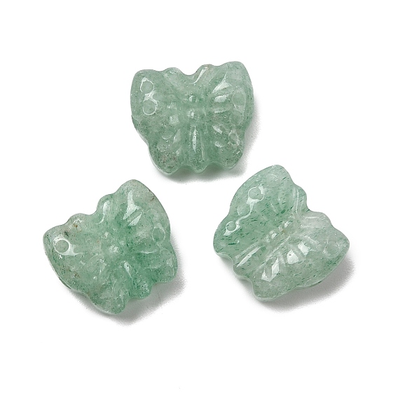 Резные бусины из натурального зеленого клубничного кварца, бабочка