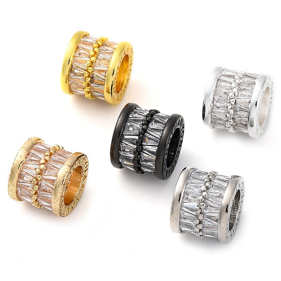 Латунь микропаве прозрачный кубический цирконий европейский бисер, бусины с большим отверстием, колонка, долговечный