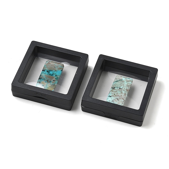 Natural Chrysocolla Cabochons, Flat Back, with Floating Thin Film Display Case, Rectangle