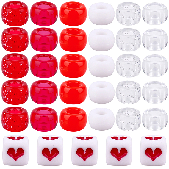 1120шт 7 стили непрозрачные и прозрачные пластиковые бусины, бочка и куб