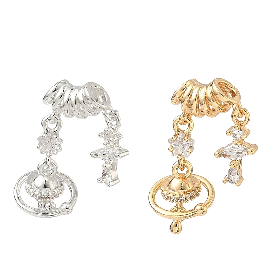 Кулон из циркония, подвески в виде креста и звезды, изображающие планеты, прозрачные