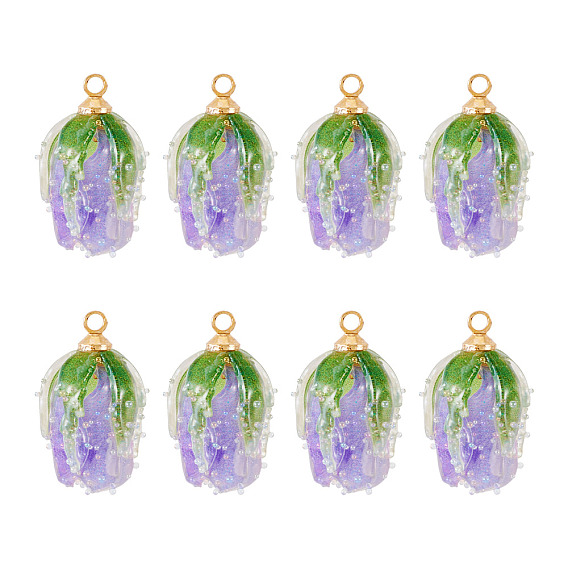 10 шт прозрачные акриловые подвески, , с золотыми тонами латунных петель