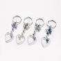 Glass Pearl Beads Keychain, with Alloy Heart Pendants