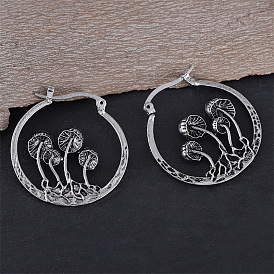 Серьги сплава обручем, гриб, слева и справа